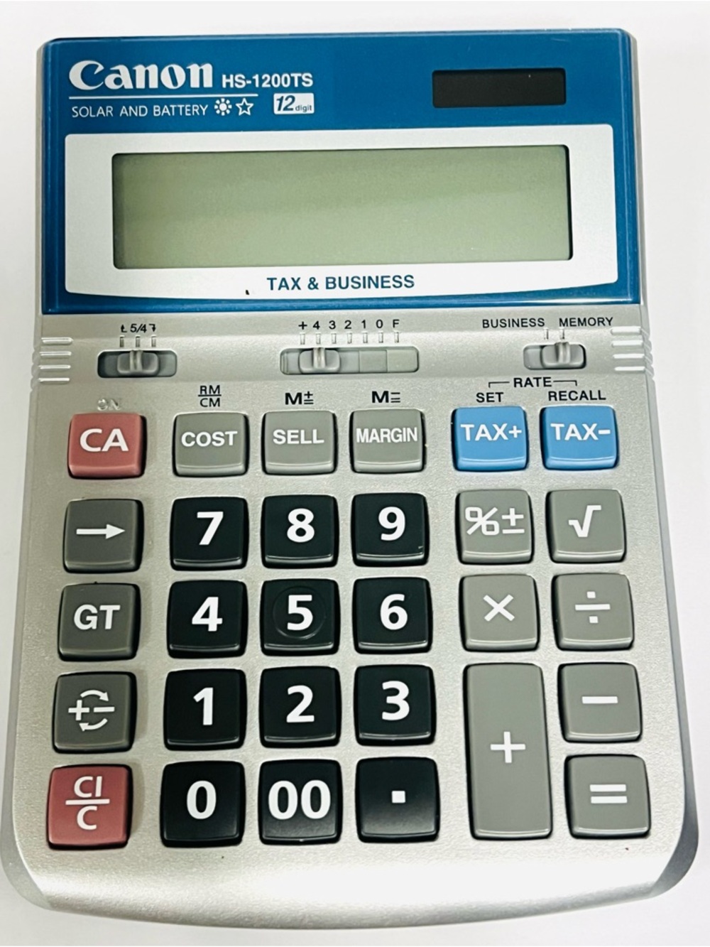 Canon HS-1200TS 12 Digit Desktop Calculator Tax & Business Solar Battery Gray
